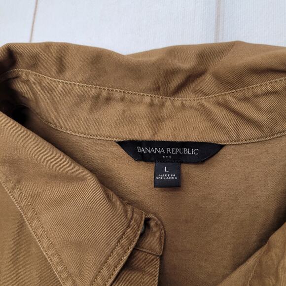 Banana Republic factory western pearl snap tan brown shirt shacket LS - Picture 4 of 6